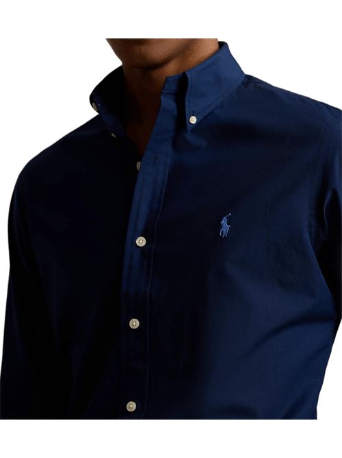Camicia da uomo in popelin stretch, colore newport navy POLO RALPH LAUREN | 710928255001